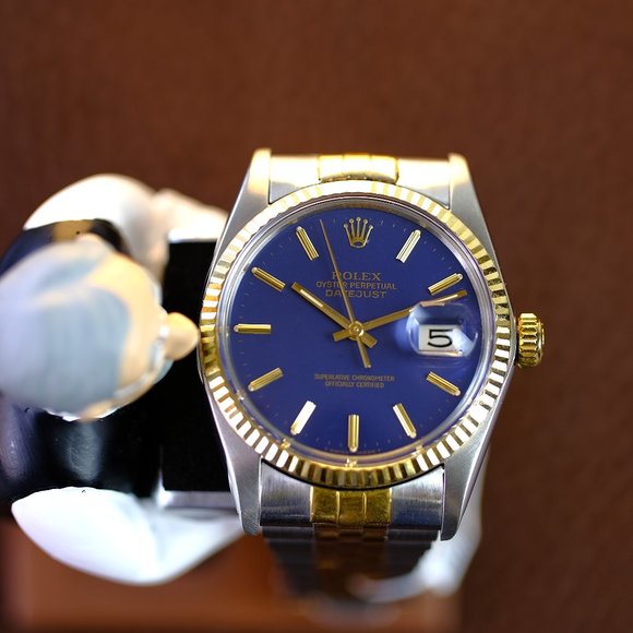 Rolex Men's Datejust 2tone 36mm Factory Blue Dial - Picture 6 of 10
